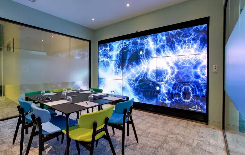 Main meeting room 3×3 collaboration and presentation wall.