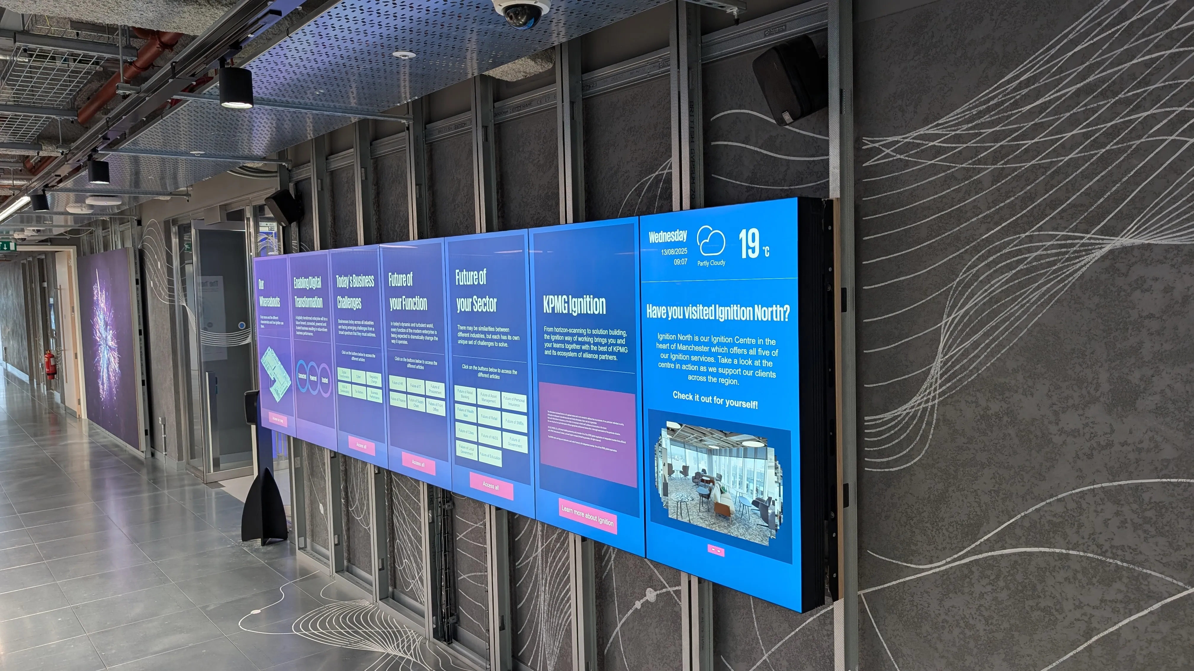 Reception corridor displays